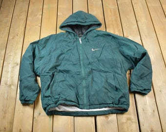 vintage nike forest green spellout windbreaker
