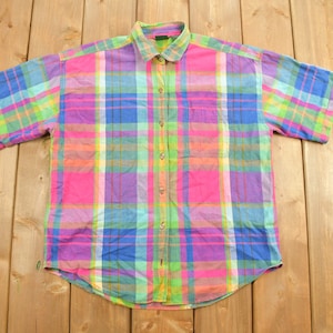 Vintage 1990s Hunt Club Striped Button Up Shirt / Abstract Pattern / Casual Shirt / Formal Shirt /