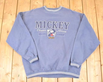 Vintage 1990s Mickey Disney Crewneck Sweater Men's L / Vintage Mickey Mouse Sweatshirt / Disneyland Cartoon Sweater