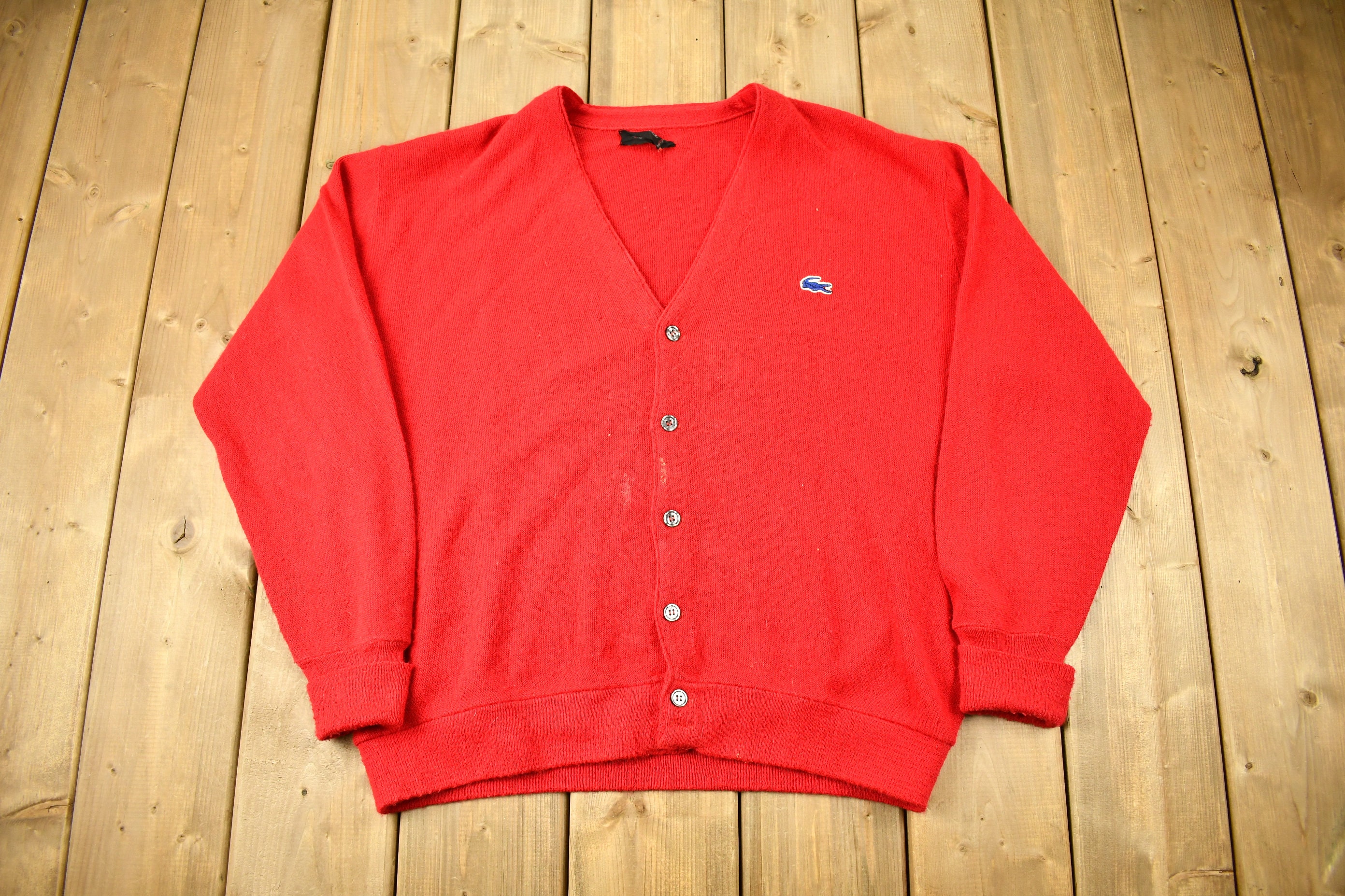 Vintage 1970s IZOD Lacoste Knitted Cardigan Sweater / True Vintage