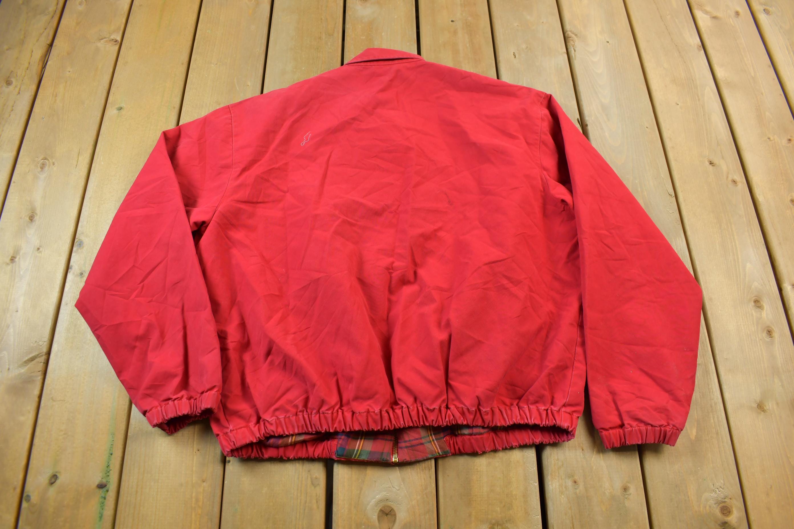 Vintage 1980s Polo Ralph Lauren Blank Red Plaid Lined Harrington 