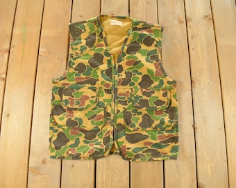 Vintage 90s Gamehide Duck Hunting Camo Vest Mens S Cotton Canvas