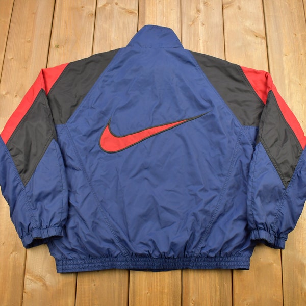 Vintage 1990s Nike Big Swoosh Color Block Windbreaker Jacket / Embroidered / Streetwear / Vintage Nike Jacket / Nike Windbreaker