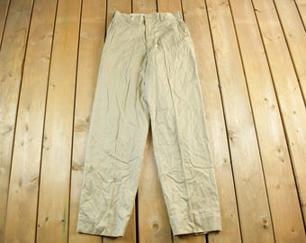 1960s US Army Military Cotton Twill Khaki Work Pants | Vintage