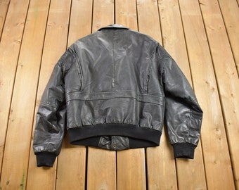 Vintage 1990s Aeropostale Olde Hide House Leather Bomber Jacket