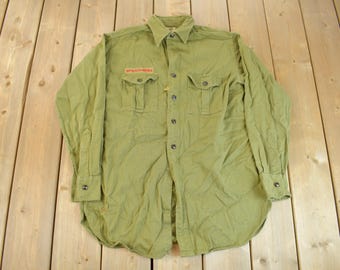 Camicia vintage anni '60 dei Boy Scouts of America con bottoni / Prodotto negli USA / Boy Scouts vintage / Patchwork / Abbigliamento da lavoro / Americana