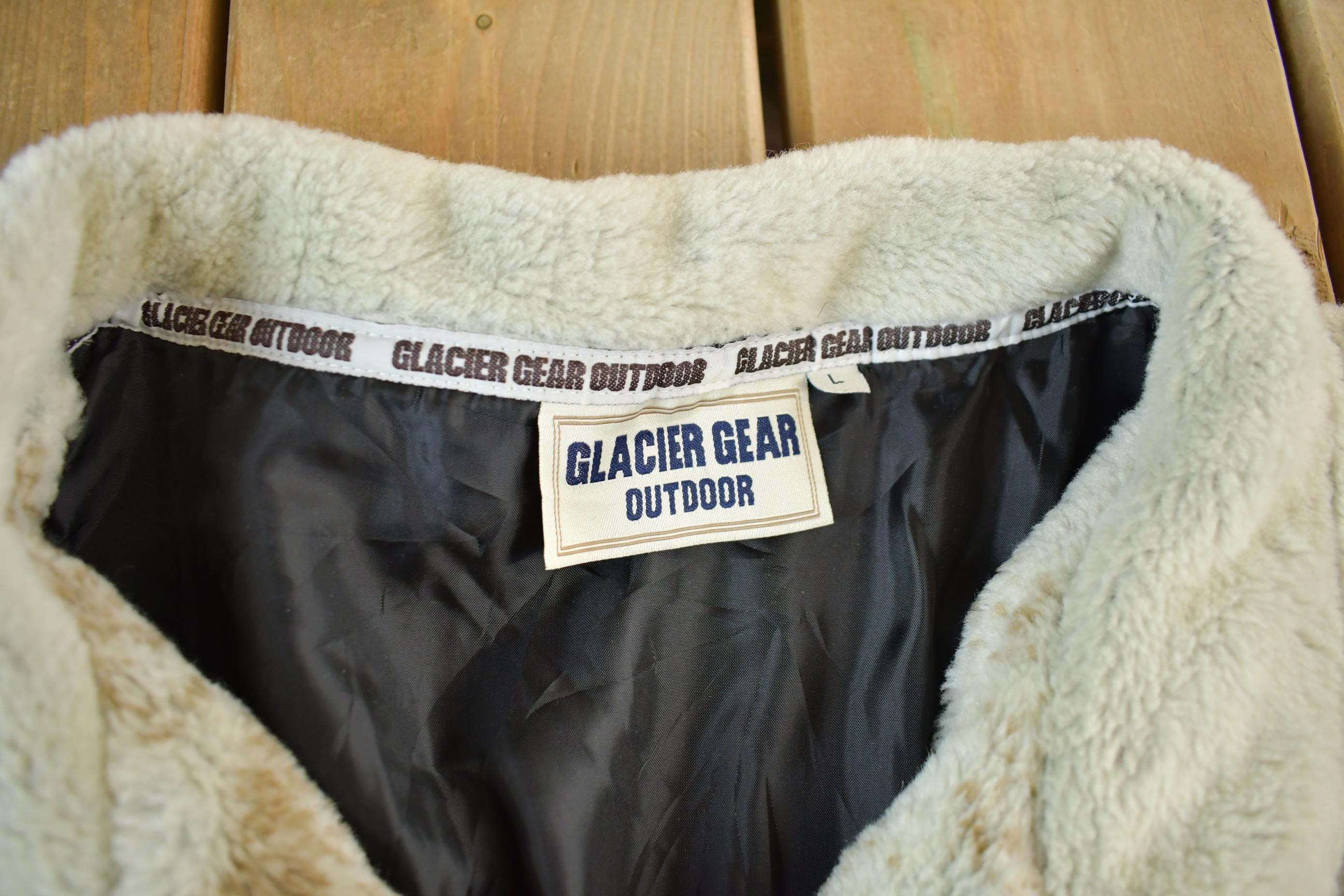 Vintage 1990s Glacier Gear All Over Zip up Fleece Sweater Jacket 