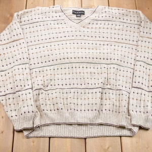 Vintage 1980s Croft & Barrow Abstract Knitted Sweater / Vintage 90s Crewneck / Pattern Sweater / Made In USA / Pullover Sweatshirt