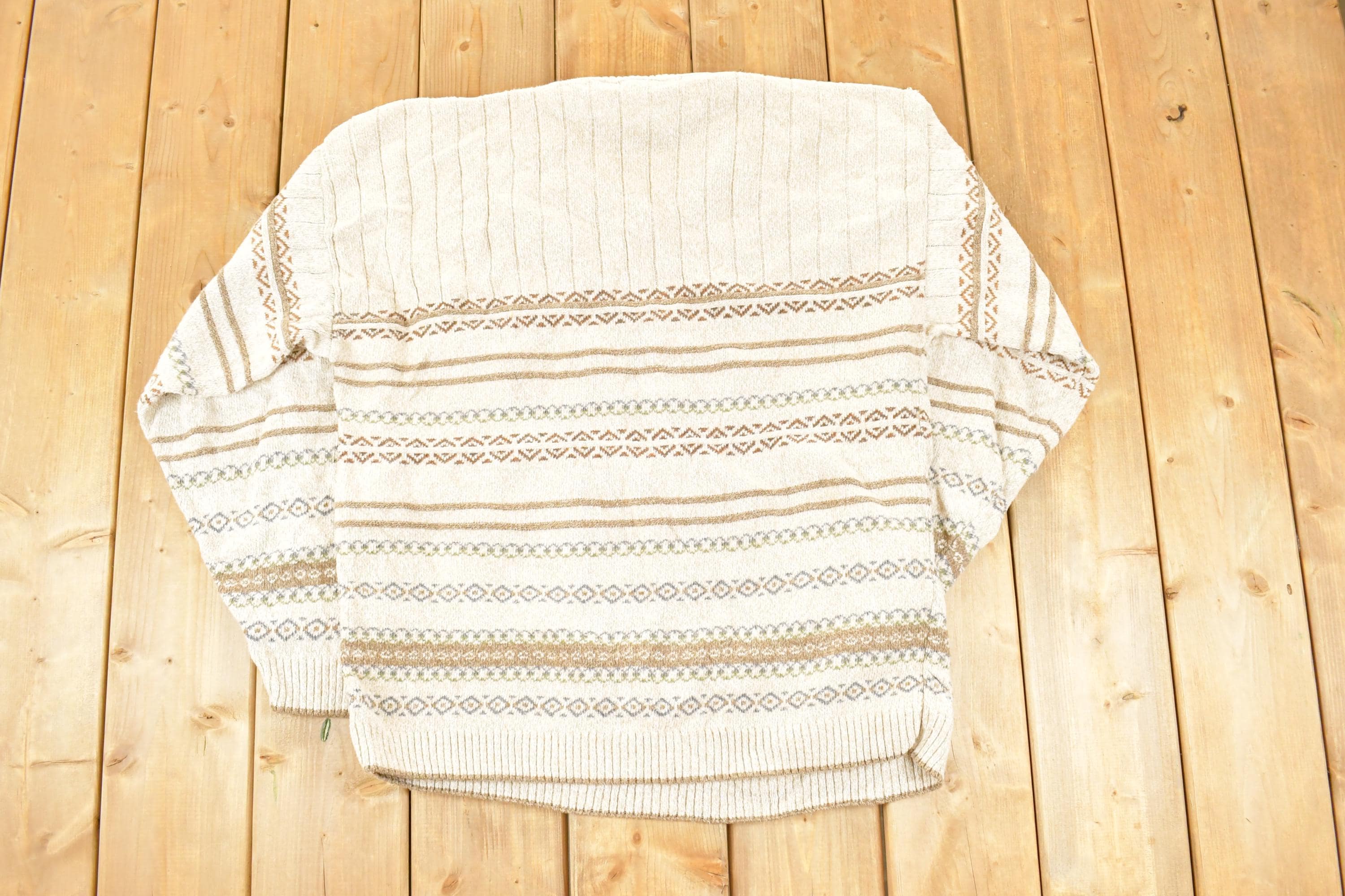 Vintage 1990s Croft and Barrow Striped Knit Crewneck Sweater Men's