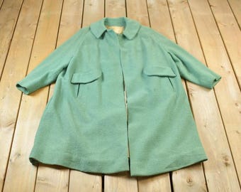 Vintage 1960s Fredleys Mint Green Wool Button Up Jacket / 60s Wool / Fall Jacket / Trench Coat / Streetwear / Formal / Don La Vigna New York