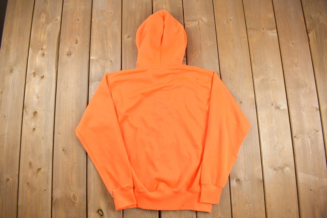 Vintage 1970s Orange Thermal Zip up Hoodie / 70s Hoodie / True