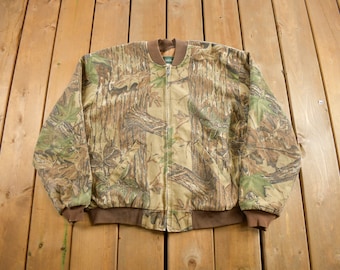Vintage 1990s Gander Mountain Camo Bomber Jacket Woodland Streetwear 90s Hunting Made in USA Thermal Etsy