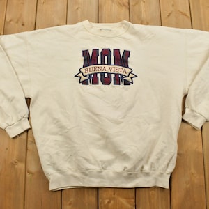 Vintage 1990s Buena Vista College Mum Embroidered Crewneck Sweatshirt / Patchwork / Sportswear / Vintage Athleisure