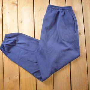 Vintage 1990&#39;s Hanes Blank Navy Blue Sweatpants Size XL / Elastic Waist / American Vintage / Streetwear Fashion / Pants