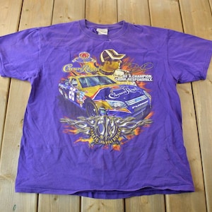 Camiseta vintage de los años 90 de Jamie McMurray con estampado de carreras NASCAR / Talla XL / Morada / Chase Authentics