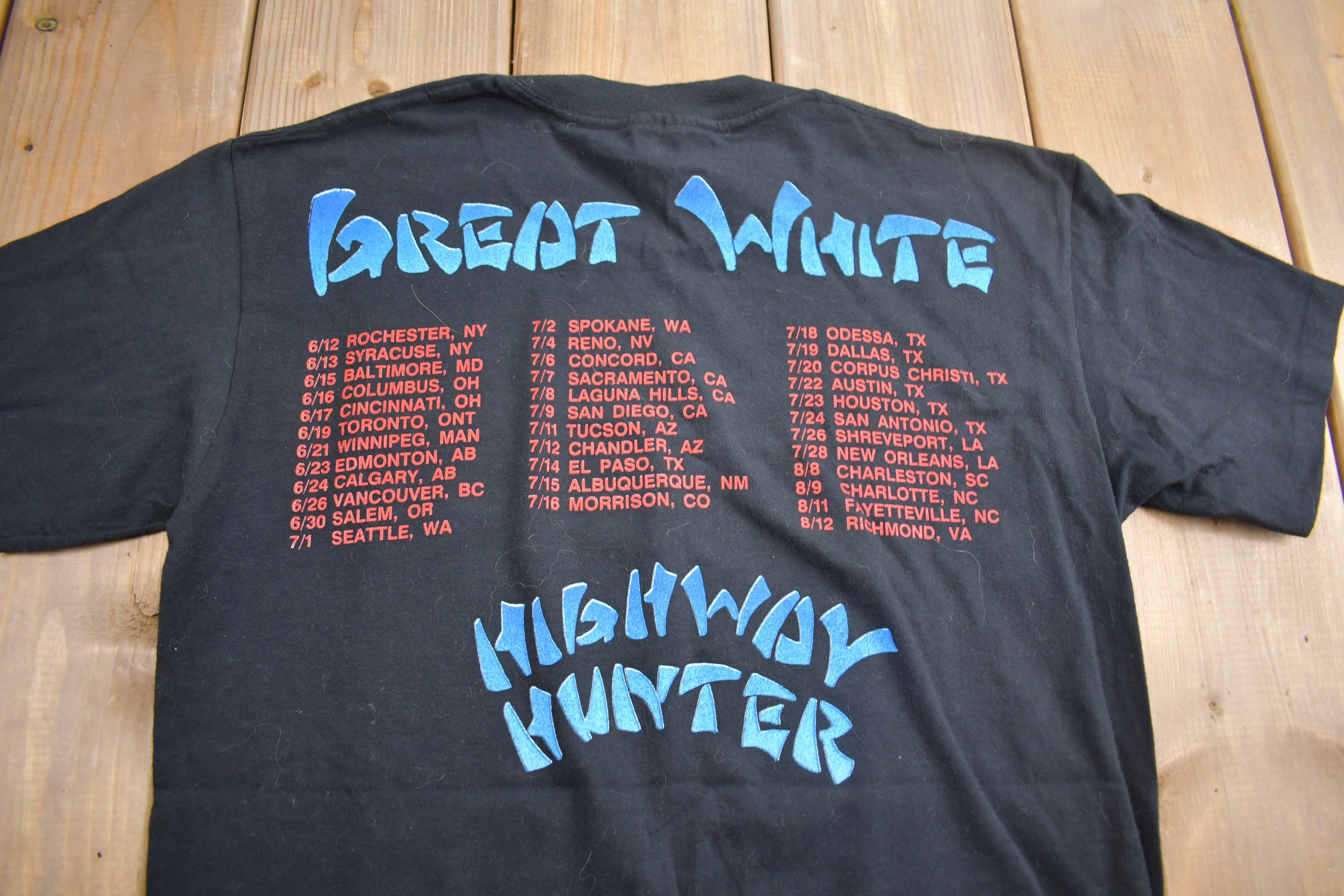 Vintage 1989 Great White Mista Bone Highway Hunter Tour Band T