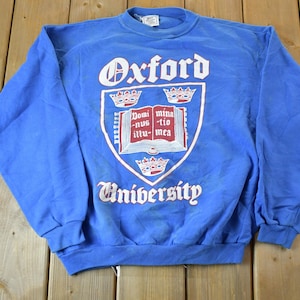 Vintage 1980s Oxford University Collegiate Crewneck / Embroidered / NCAA Sweatshirt / Sportswear / Americana