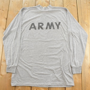Vintage 1990 Army Grå Ljunggrå Mock Neck Långärmad T-shirt Herr M / USMC / Spell Out / Militaria / U.S. Army Topp / Army Physical Fitness