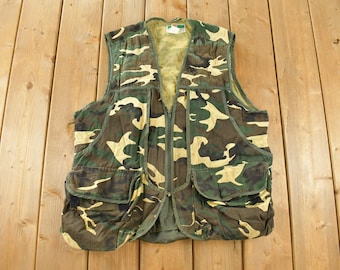 Vintage 90s Gamehide Duck Hunting Camo Vest Mens S Cotton Canvas