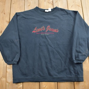Vintage 1990s Levi&#39;s Jeans Embroidered Crewneck Sweatshirt / 90s Crewneck / Made In USA / Streetwear /