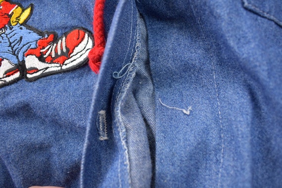 Vintage 1990s Tweety Bird Denim Button Up Hooded … - image 3