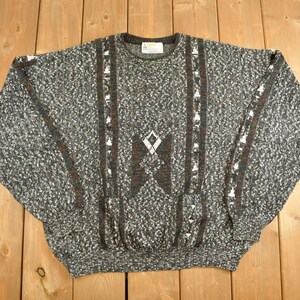 Vintage 1980s London Fog Knit Sweater / Vintage 90s Crewneck / Pattern Sweater / Pullover Sweatshirt / Vintage London Fog / Made In USA