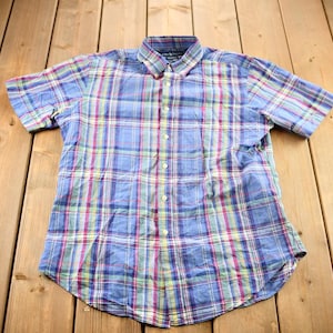 Vintage 2000s Polo Ralph Lauren Checkered Plaid Short Sleeve Button Down Shirt / Vintage Polo / Preppy Look