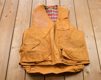 Vintage 1980s World Famous Rainwear Waterproof Vest / Workwear / Streetwear / Made In USA / 90s / Blanket Lined Vest / Hunting Vest