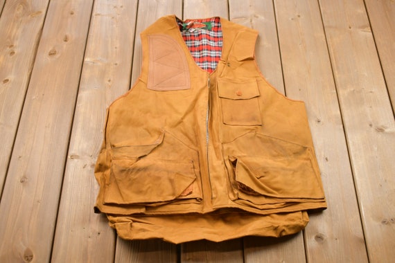 Vintage 1980s World Famous Rainwear Waterproof Vest / Workwear / Streetwear / Made In USA / 90s / Blanket Lined Vest / Hunting Vest