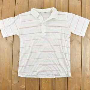 Vintage 1980s Striped Quarter Button Up Shirt / 80s polo