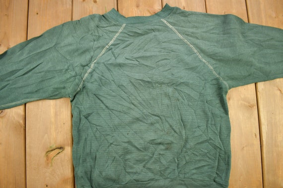 Vintage 1960s Blank Faded Forest Green Crewneck S… - image 3