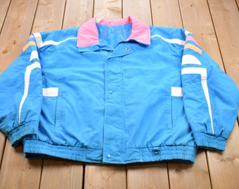 Vintage 1980s Windbreaker Jacket / 80s Blue Jacket / Athletic Spring Summer Sportswear / Streetwear / Athleisure / Ski Jacket