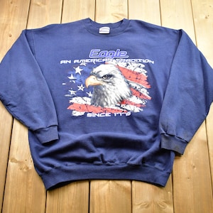 Vintage 1990s American Bald Eagle USA Patriotic Graphic Crewneck / Hanes Heavyweight / Patriotic Crew / American Vintage