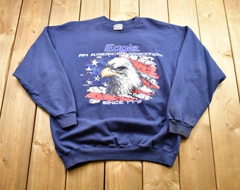 Vintage 1990s American Bald Eagle USA Patriotic Graphic Crewneck / Hanes Heavyweight / Patriotic Crew / American Vintage