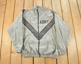 Vintage 90s 00s Y2K US Army Military Star Windbreaker Jacket Black