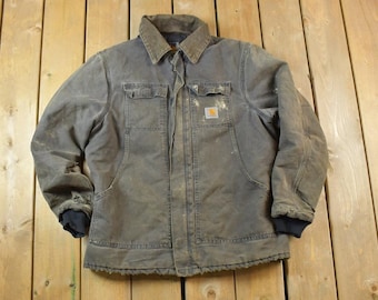 Vintage 1990s Distressed Carhartt Blanket Lined Style Jacket Made In USA