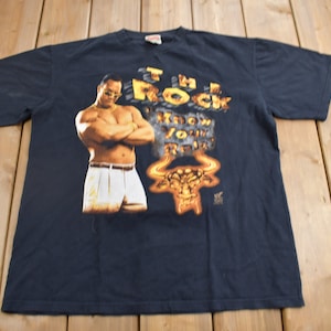 Vintage 1990s The Rock Doesn&#39;t Bleed Graphic T-Shirt / 90s Streetwear / Pro Wrestling Tee / Dwayne Johnson