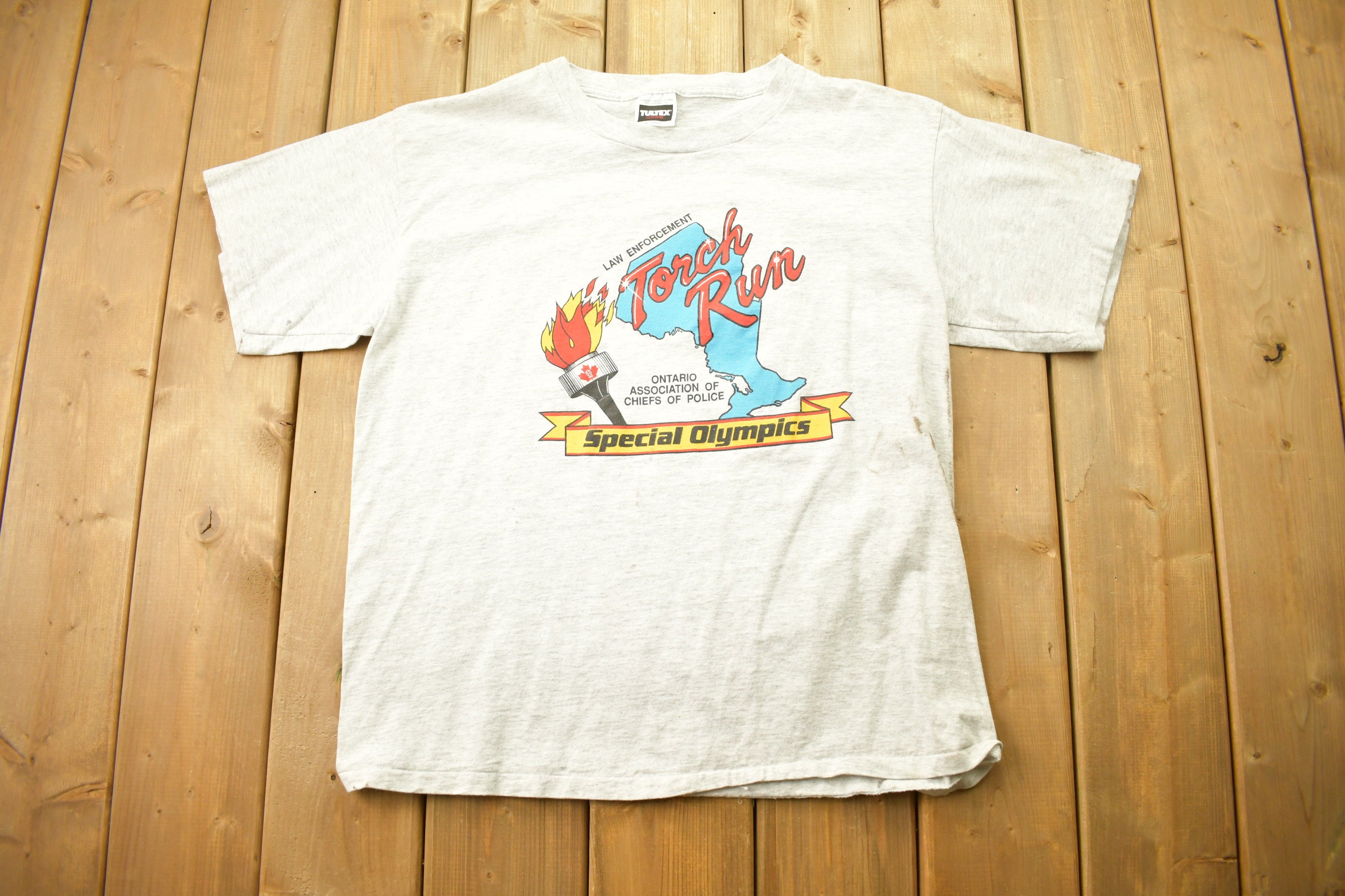 Vintage 1990s Special Olympics Torch Run Law Enforcement T Shirt 