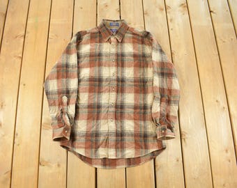 Vintage 1990s Pendleton Wolle Flanell Hemd mit Knöpfen, Männer Medium / 90s Button Up / Vintage Pendleton / Biker Motorrad / Outdoor