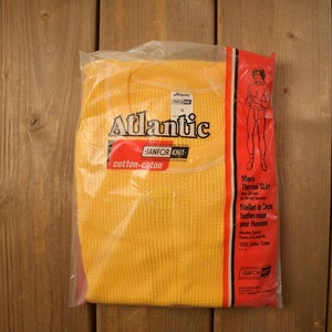 Vintage 1970s Deadstock Atlantic Sanfor Knit Thermal Yellow T Shirt / Vintage T Shirt / True Vintage / Deadstock / 70s / Made In Canada