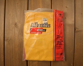 Vintage 1970s Deadstock Atlantic Sanfor Knit Thermal Yellow T Shirt / Vintage T Shirt / True Vintage / Deadstock / 70s / Made In Canada
