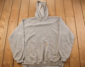 Vintage 1990s Carhartt Logo Hoodie / 90s Hoodie / Vintage Sweater / Color Block / Workwear / Carhartt