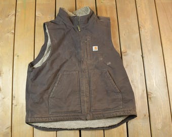 Vintage Faded Black Carhartt Vest - Carhartt Zip up Quilted