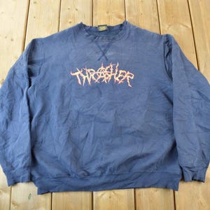 Vintage 1990s Thrasher Skateboard Magazine Graphic Crewneck Sweatshirt / Made In Canada / 90s Skate Crewneck / Heavy Weight