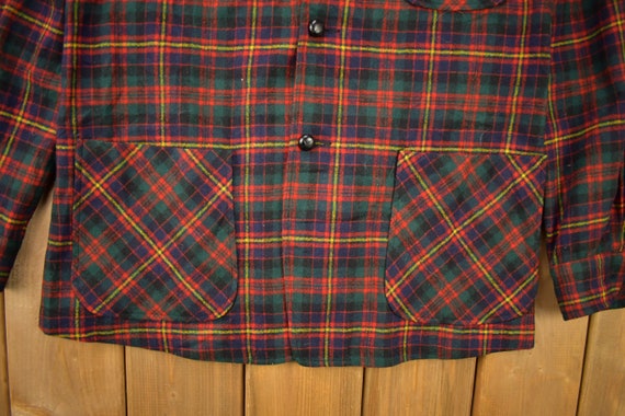 Vintage 1970s Pendleton Plaid Button Up Blazer Sh… - image 4