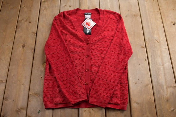 Vintage 1980s Deadstock Knitted Cardigan Sweater … - image 1