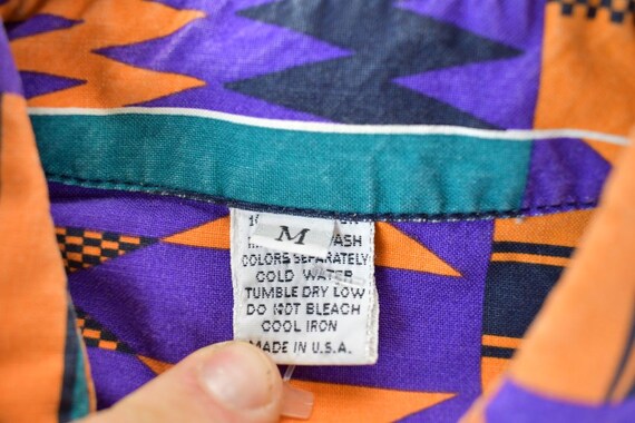 Vintage 1990s Abstract Pattern Aztec Button Up We… - image 3