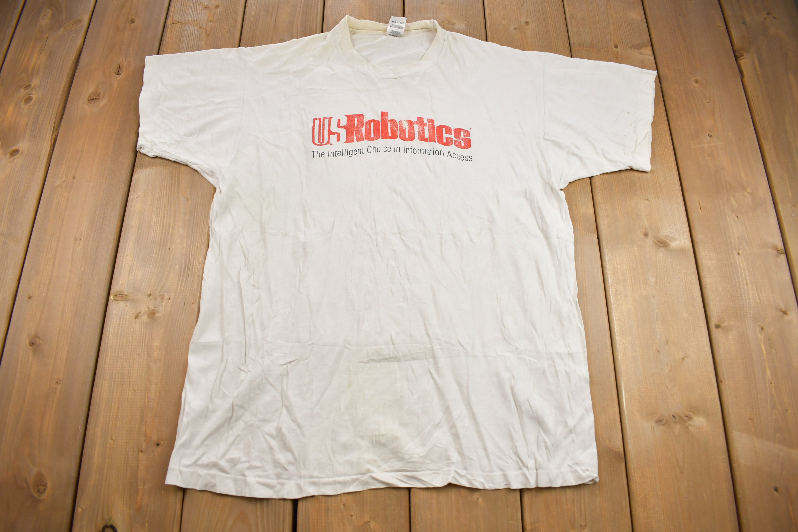 Vintage 1990s US Robotics Logo Graphic T Shirt / Vintage T Shirt / Streetwear / Rare Vintage / Single Stitch / Fruit of the Loom