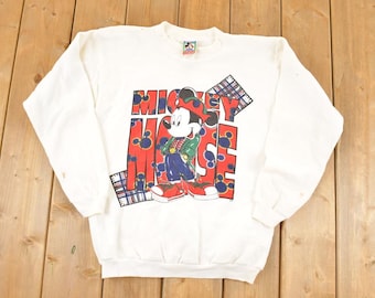 Vintage 1990s Mickey Mouse Disney Crewneck Sweater Mens M / Vintage Mickey Mouse Sweatshirt / Disneyland Cartoon Sweater
