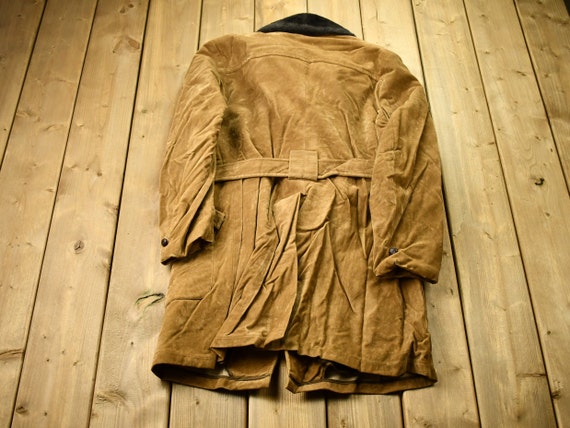 Vintage 1970s Brown Corduroy Trench Coat / Button… - image 2